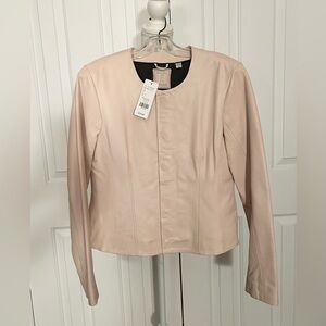NWT TRISTAN Women Real Leather Pink Jacket, Magnetic Closure, Size Large